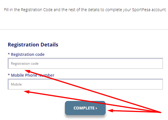 Sportpesa registration form